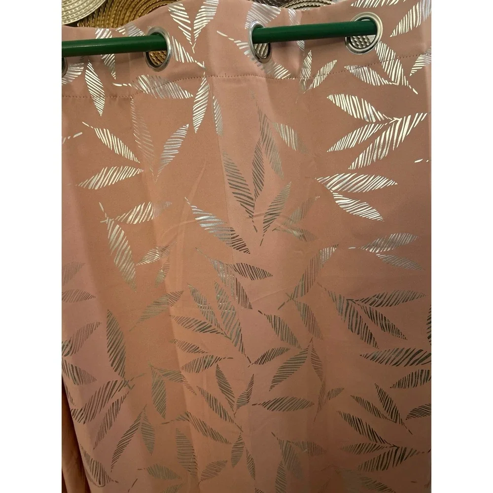 Deconovo pink with silver leaf curtains 4 panels 40